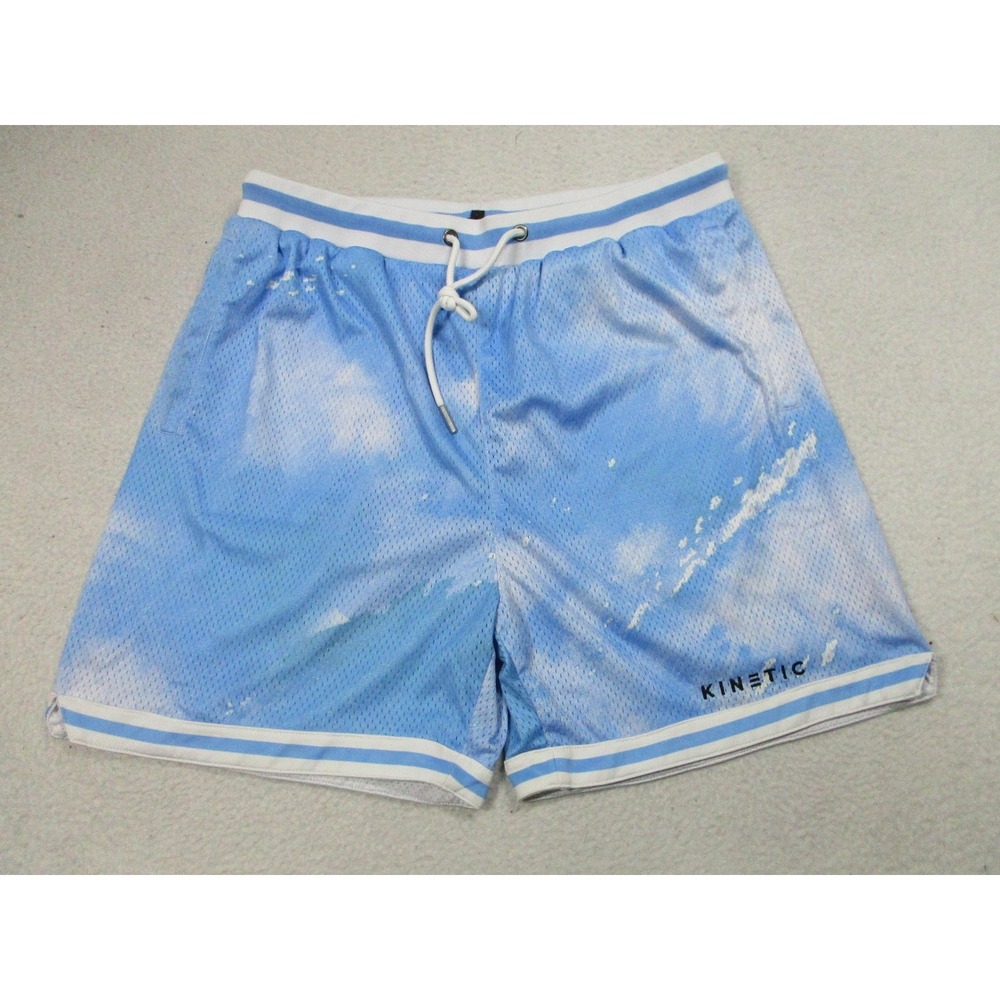 Kinetic Shorts Mens XL Blue White‎ Cloud Print Mesh Basketball Athletic